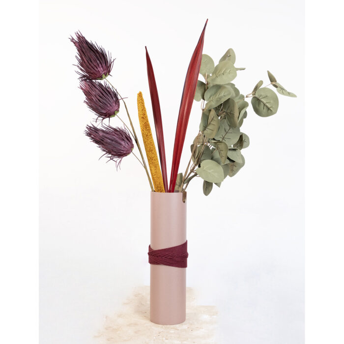 Vase 1993 rose poudré et son bouquet