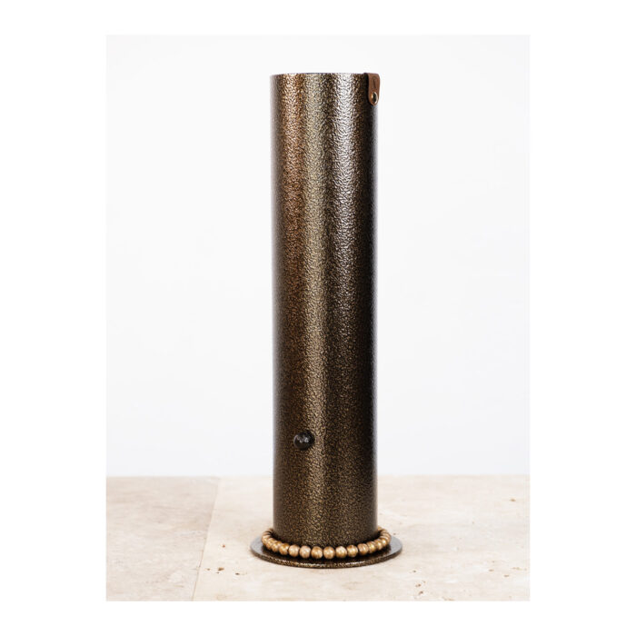 Vase 2021 - Bronze doré - Vase haut - Collier bois - Moderne – Image 2