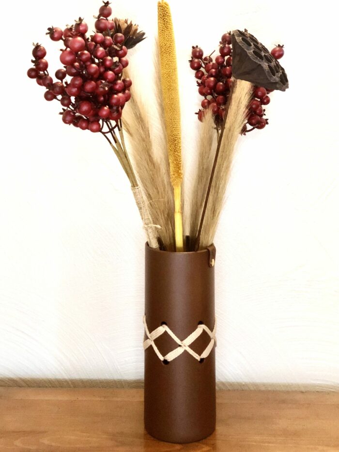 Vase 2025 - Chocolat - Vase tissage naturel - Décoration d'art – Image 5