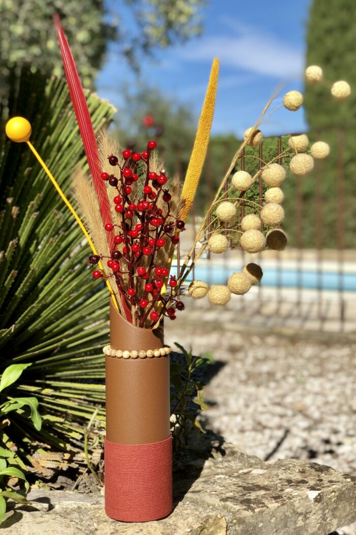 Vase 1971 - Chocolat - Vase métal déco - Pierres Jaspe - Naturel – Image 6