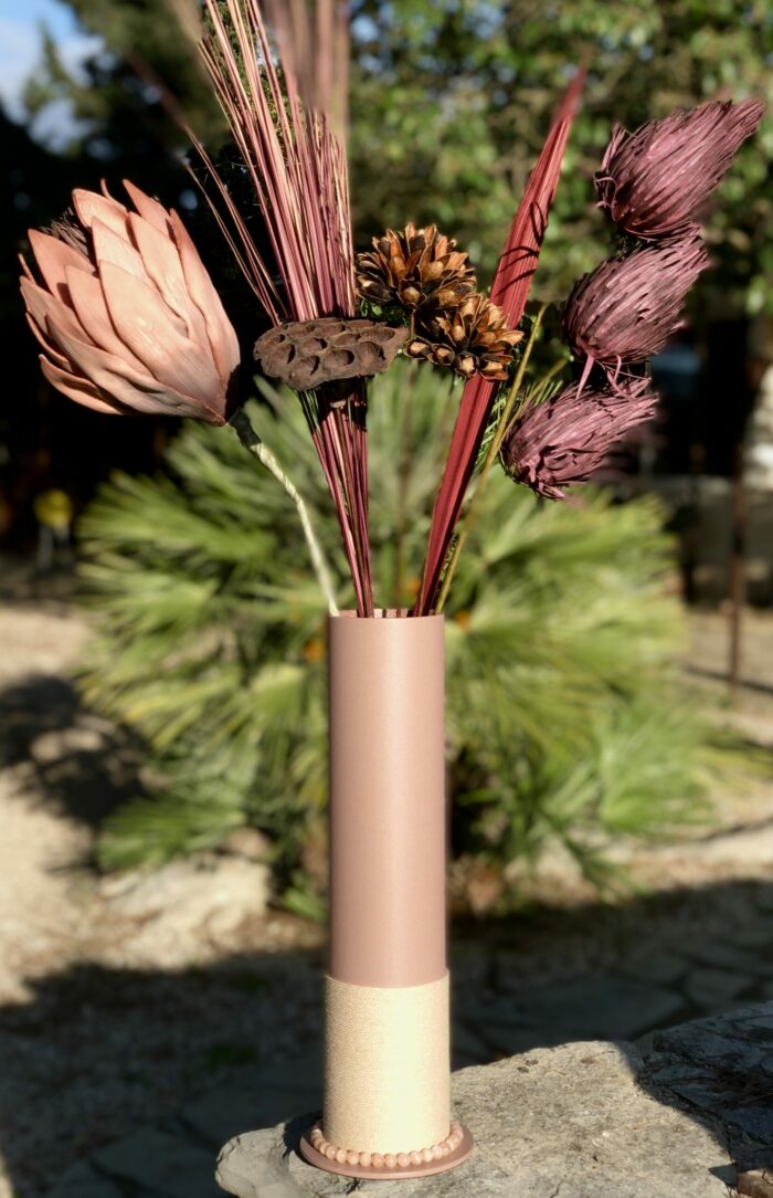 Vase 2021 - Rose poudré - Métal - Naturel bohème - Collier de pierres – Image 3