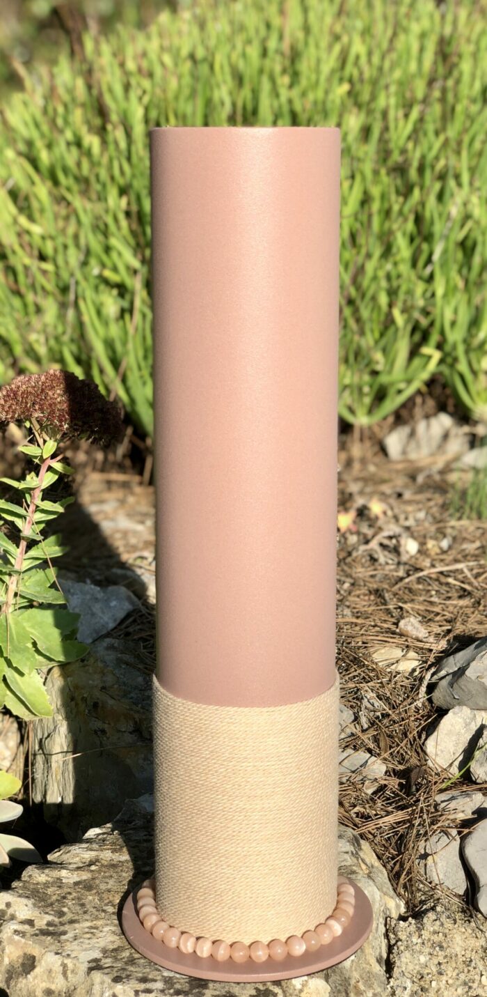 Vase 2021 - Rose poudré - Métal - Naturel bohème - Collier de pierres – Image 2