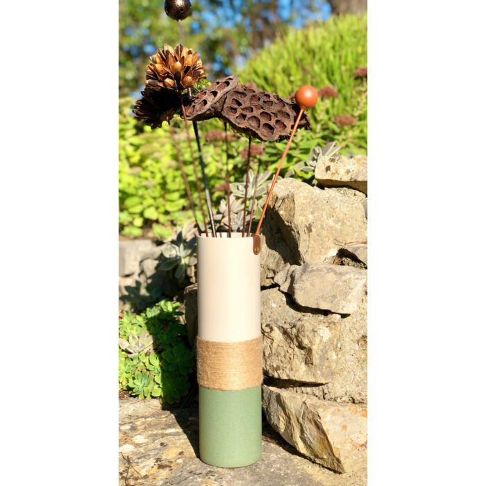 Vase 1993 - Bicolore - Grège et vert - Nature - Compo florale