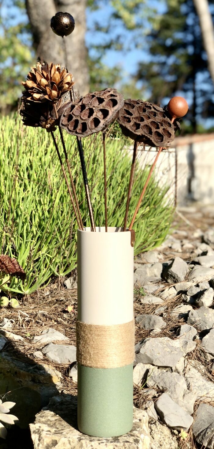 Vase 1993 - Bicolore - Grège et vert - Nature - Compo florale – Image 4