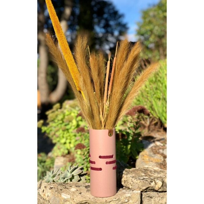 Vase 2019 - Rose poudré - Vase droit ajouré - Déco d'intérieur - Pampa