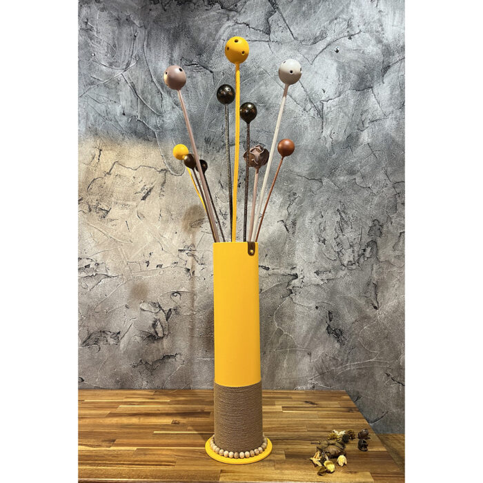 Vase 2021 - Jaune - Grand vase - Collier bois naturel - Déco d'intérieur