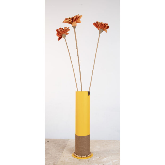 Vase 2021 - Jaune - Grand vase - Collier bois naturel - Déco d'intérieur – Image 3