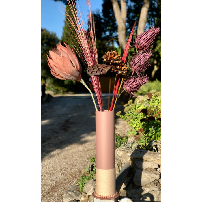 Vase 2021 - Rose poudré - Métal - Naturel bohème - Collier de pierres