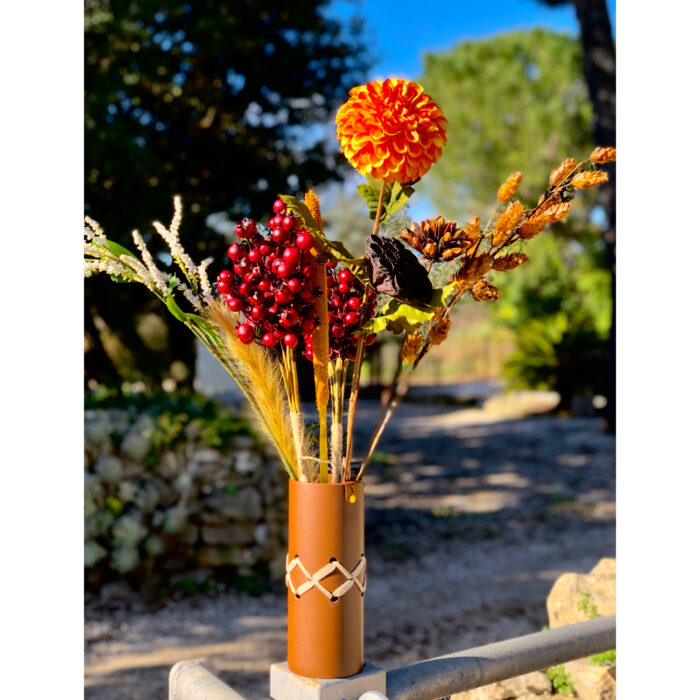 Vase 2025 - Chocolat - Vase tissage naturel - Décoration d'art